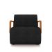 Poltrona Decorativa Sala de Estar Odessa Braços em Madeira PU Preto G33 - Gran Belo