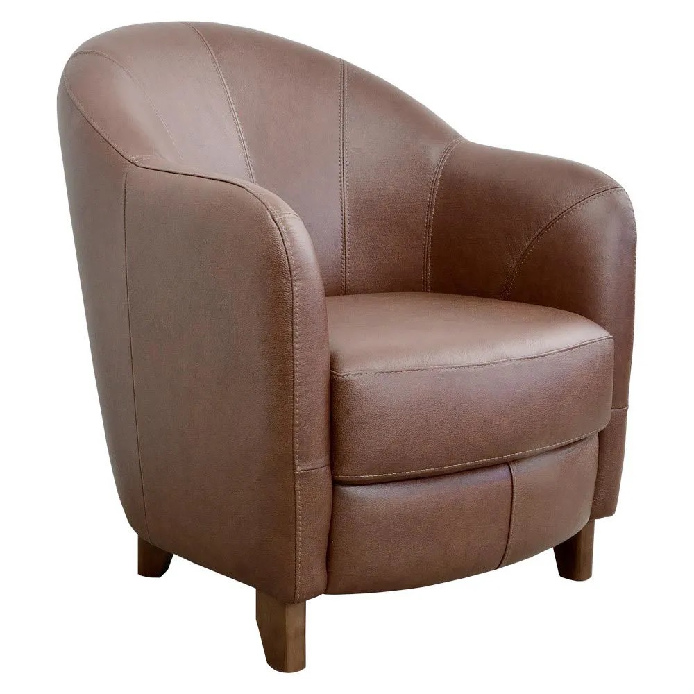 Poltrona Decorativa Sala de Estar Pés Madeira Kairós Couro Caramelo G03 - Gran Belo
