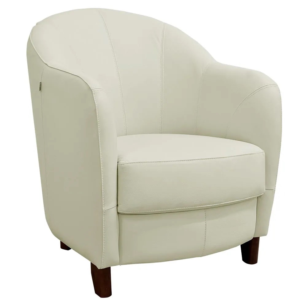 Poltrona Decorativa Sala de Estar Pés Madeira Kairós Couro Off White G03 - Gran Belo