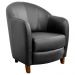 Poltrona Decorativa Sala de Estar Pés Madeira Kairós Couro Preto G03 - Gran Belo
