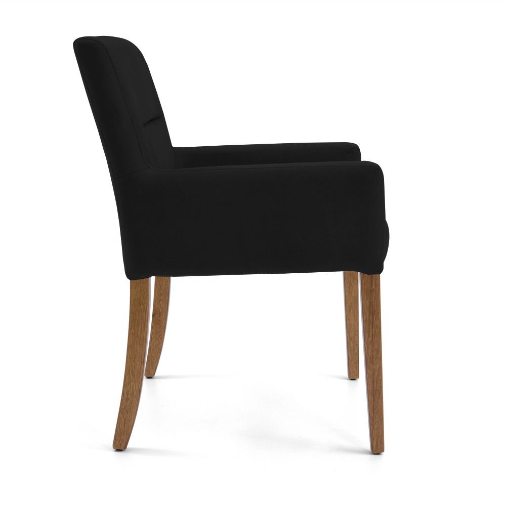 Poltrona Decorativa Sala de Estar Pés Madeira Vicenza Veludo Preto G15 - Gran Belo