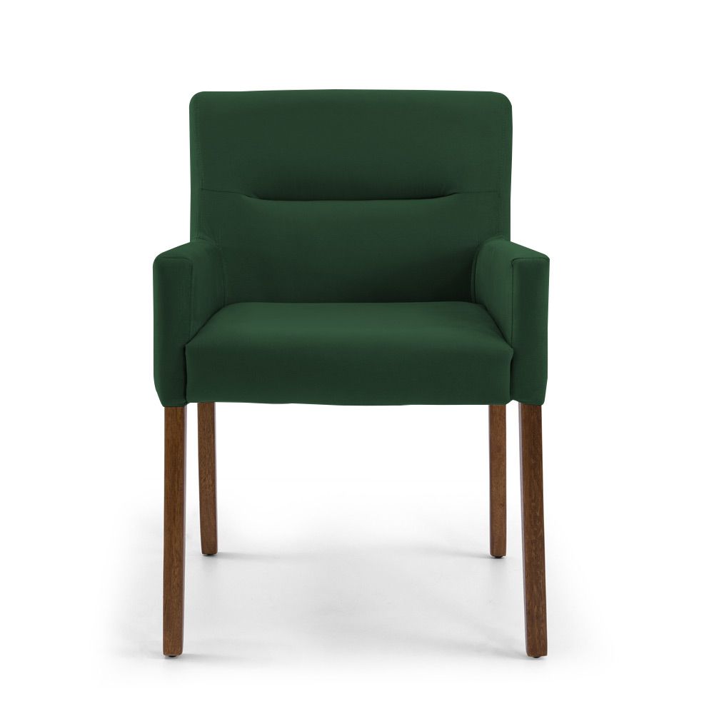 Poltrona Decorativa Sala de Estar Pés Madeira Vicenza Veludo Verde G15 - Gran Belo