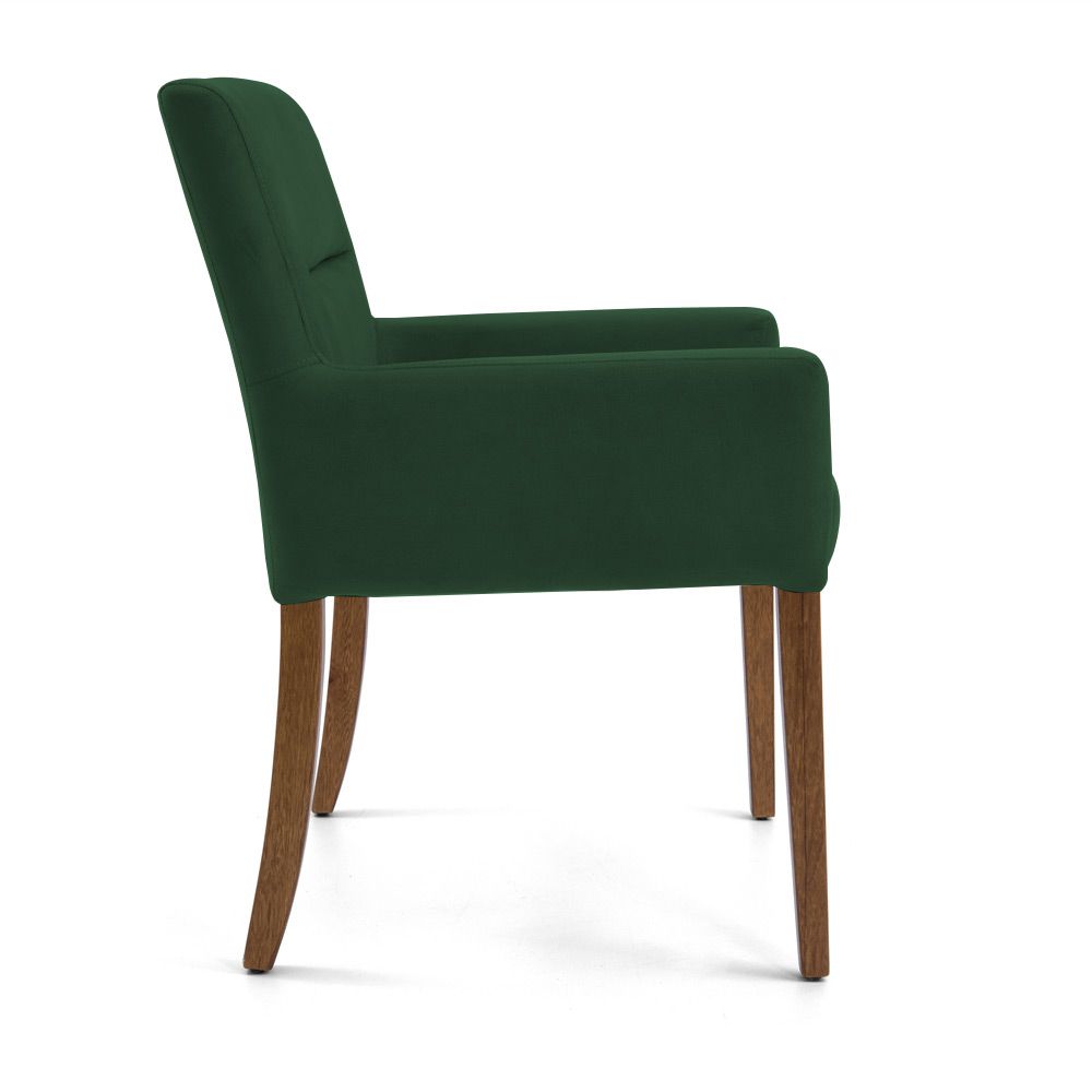 Poltrona Decorativa Sala de Estar Pés Madeira Vicenza Veludo Verde G15 - Gran Belo