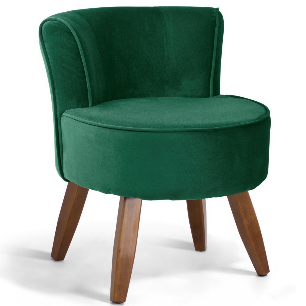 Poltrona Decorativa Sala de Estar Pés de Madeira Ayla Veludo Verde G15 - Gran Belo