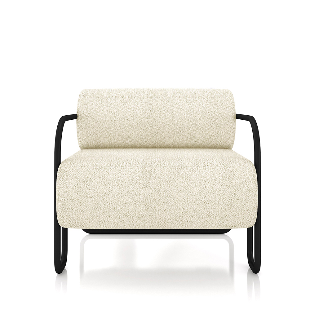 Poltrona Decorativa Sala de Estar Polatsk Base Industrial de Ferro Bouclê Off White G33 - Gran Belo