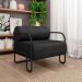 Poltrona Decorativa Sala de Estar Polatsk Base Industrial de Ferro PU Preto G33 - Gran Belo