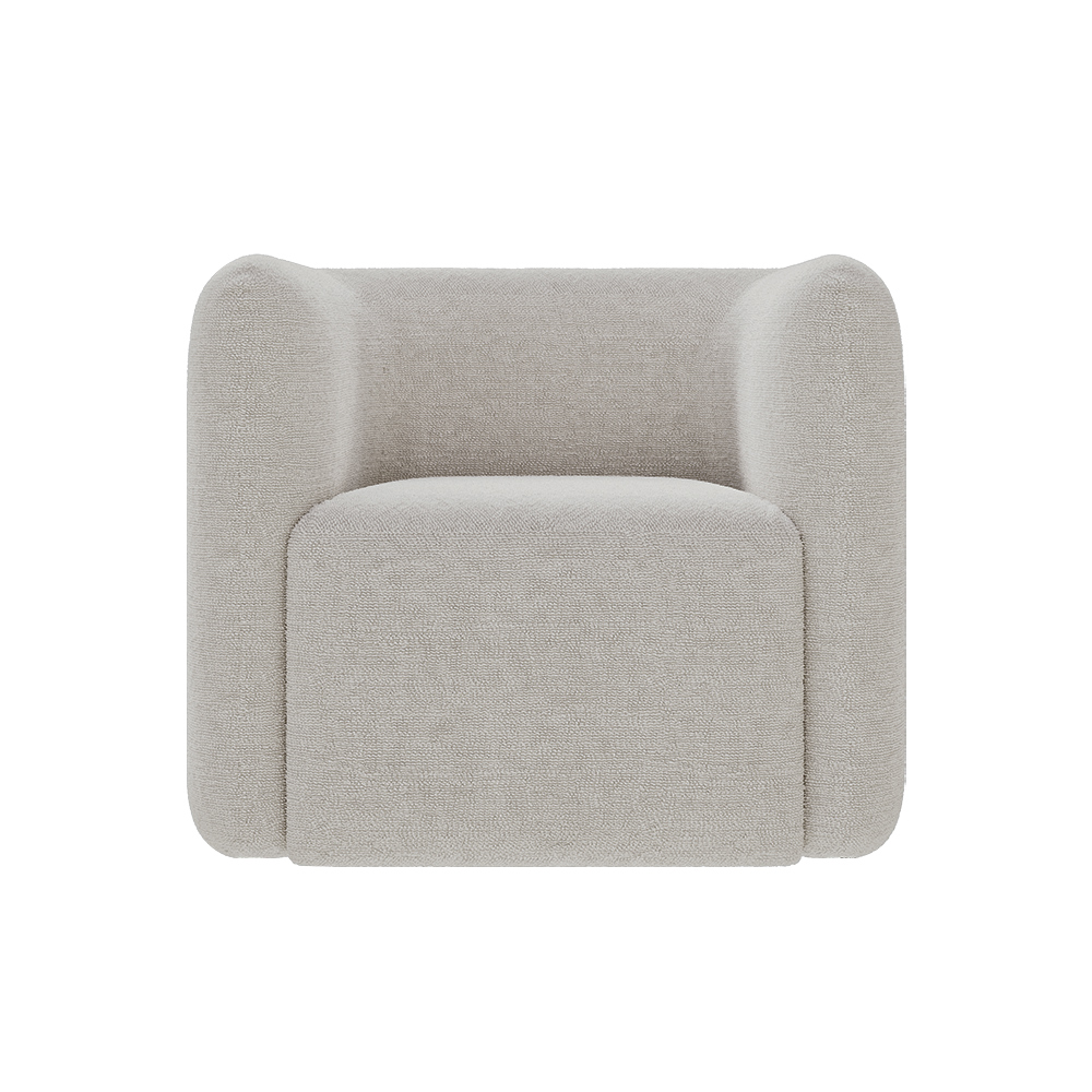 Poltrona Decorativa Sala de Estar Trinidad Base Fixa Bouclê Cinza G33 - Gran Belo