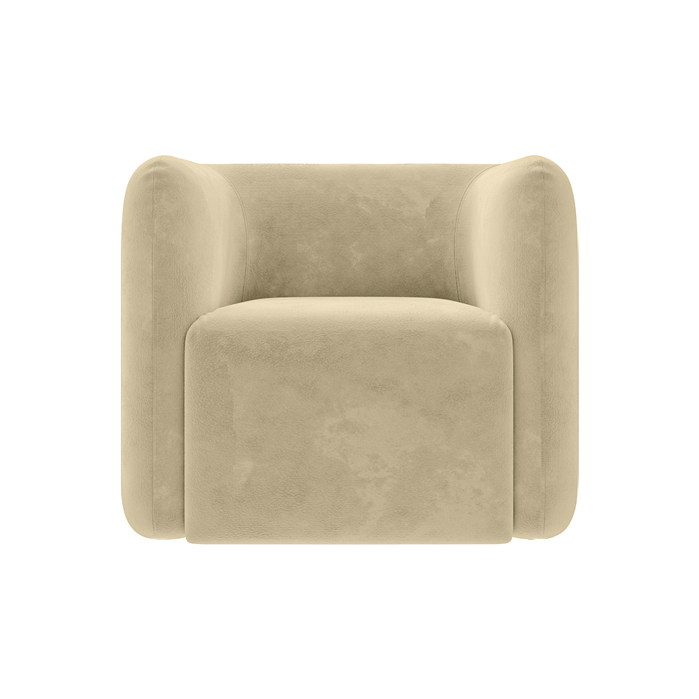 Poltrona Decorativa Sala de Estar Trinidad Base Fixa Veludo Bege G33 - Gran Belo