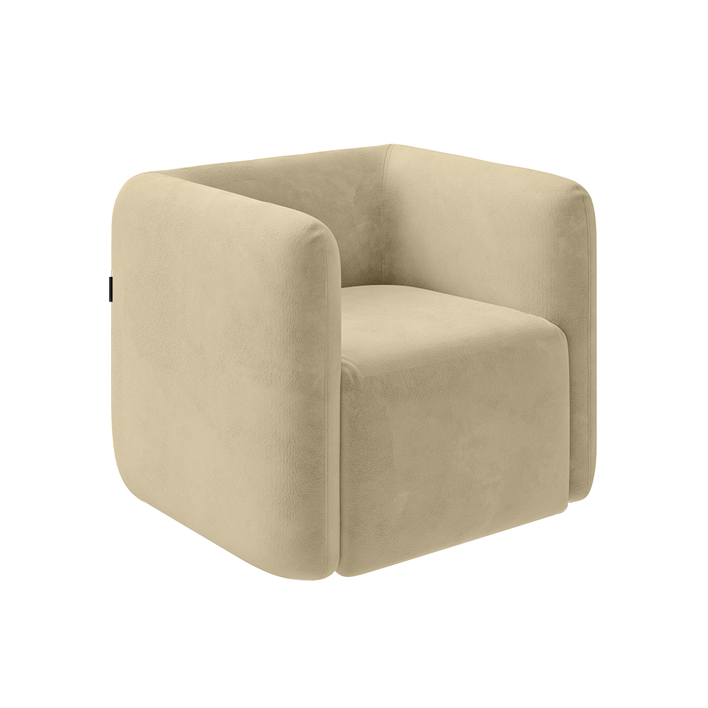 Poltrona Decorativa Sala de Estar Trinidad Base Fixa Veludo Bege G33 - Gran Belo