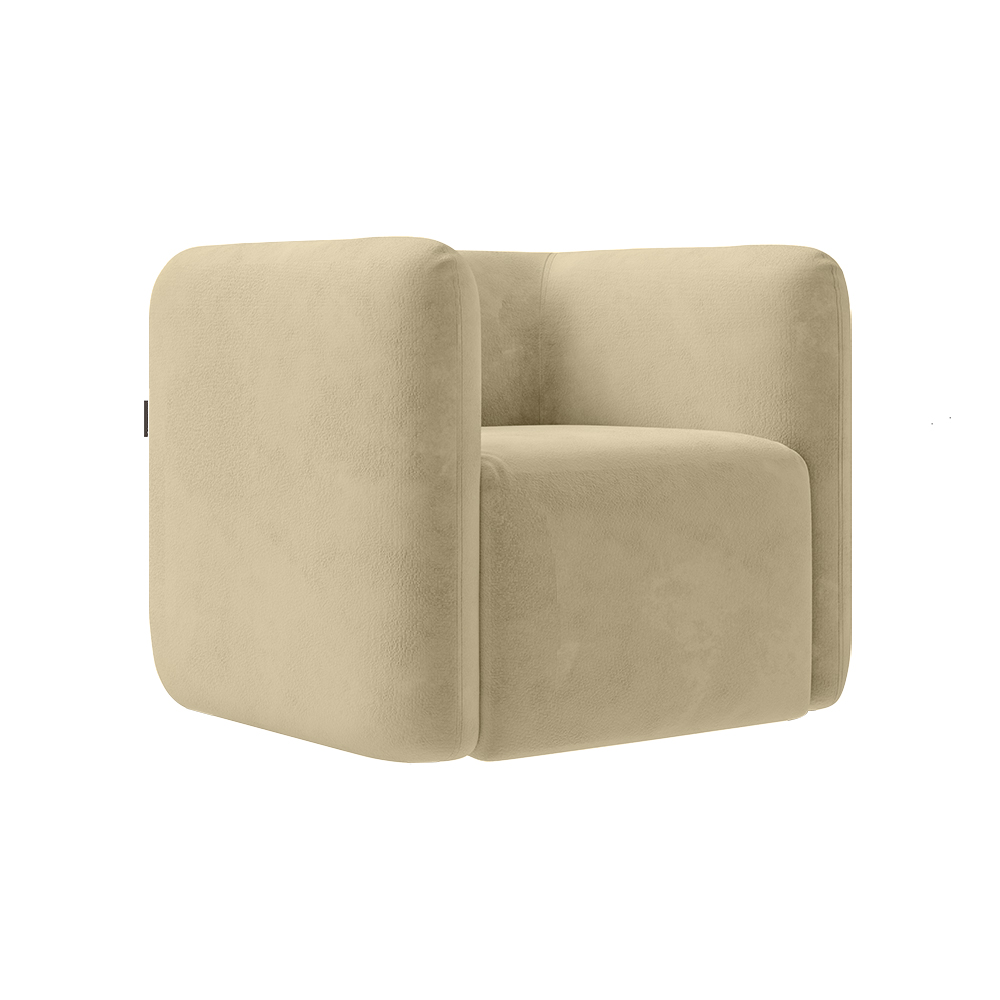 Poltrona Decorativa Sala de Estar Trinidad Base Fixa Veludo Bege G33 - Gran Belo