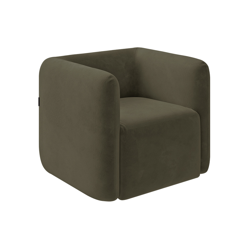 Poltrona Decorativa Sala de Estar Trinidad Base Fixa Veludo Castor G33 - Gran Belo