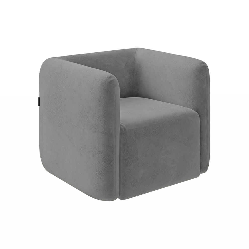 Poltrona Decorativa Sala de Estar Trinidad Base Fixa Veludo Cinza Claro G33 - Gran Belo