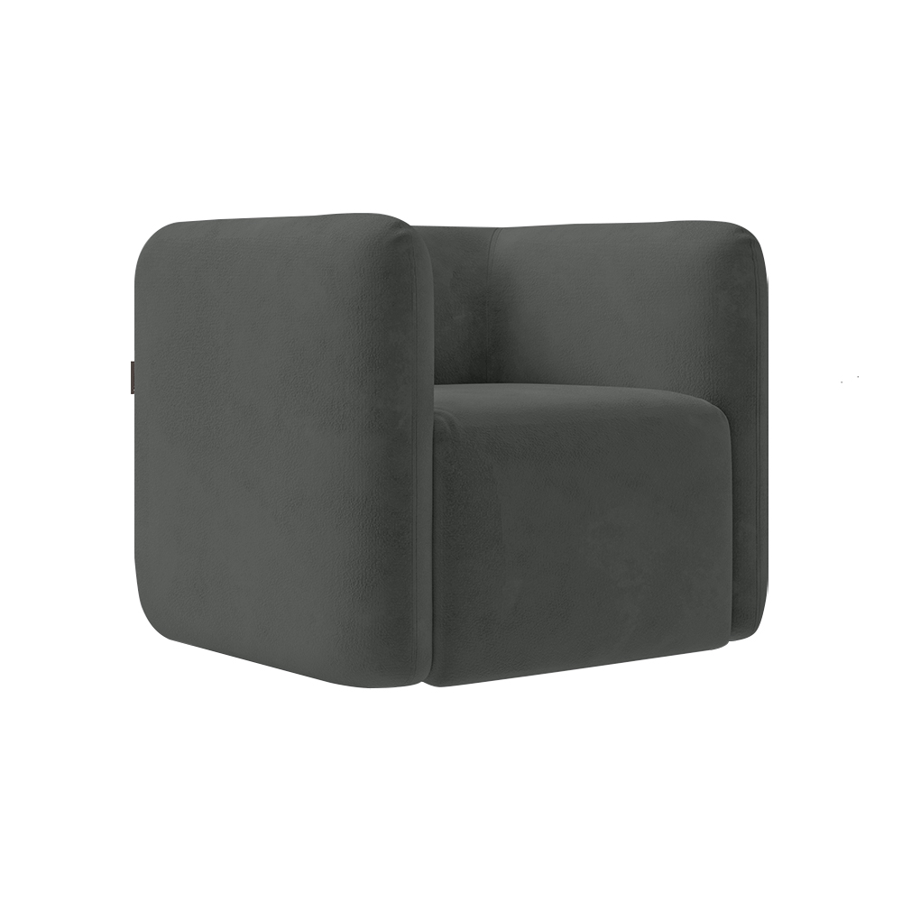 Poltrona Decorativa Sala de Estar Trinidad Base Fixa Veludo Grafite G33 - Gran Belo