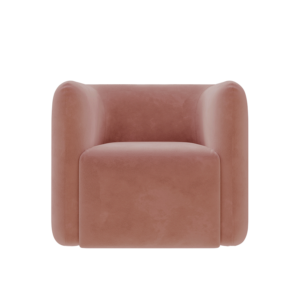 Poltrona Decorativa Sala de Estar Trinidad Base Fixa Veludo Rosê G33 - Gran Belo