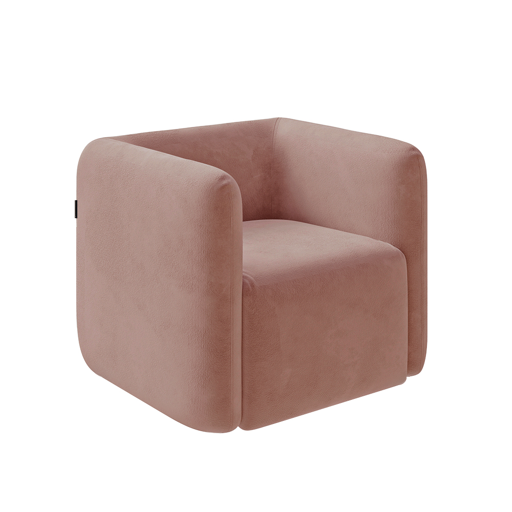Poltrona Decorativa Sala de Estar Trinidad Base Fixa Veludo Rosê G33 - Gran Belo