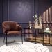 Poltrona Decorativa Sala de Estar Zaque Marrom com pés em Aço Preto G66 - Gran Belo