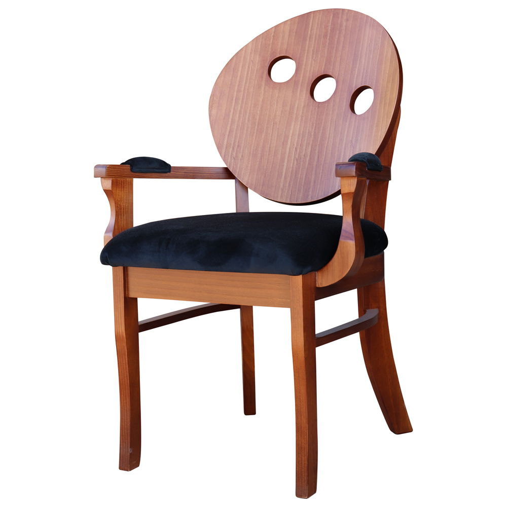 Poltrona Decorativa Sala de Jantar Teseu Madeira Maciça Poliéster Preto/Imbuia G42 - Gran Belo