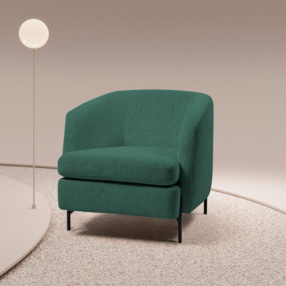 Poltrona Decorativa Salem Pés Metálicos Bouclê Rústico Azul Aquamarine G92 - Gran Belo