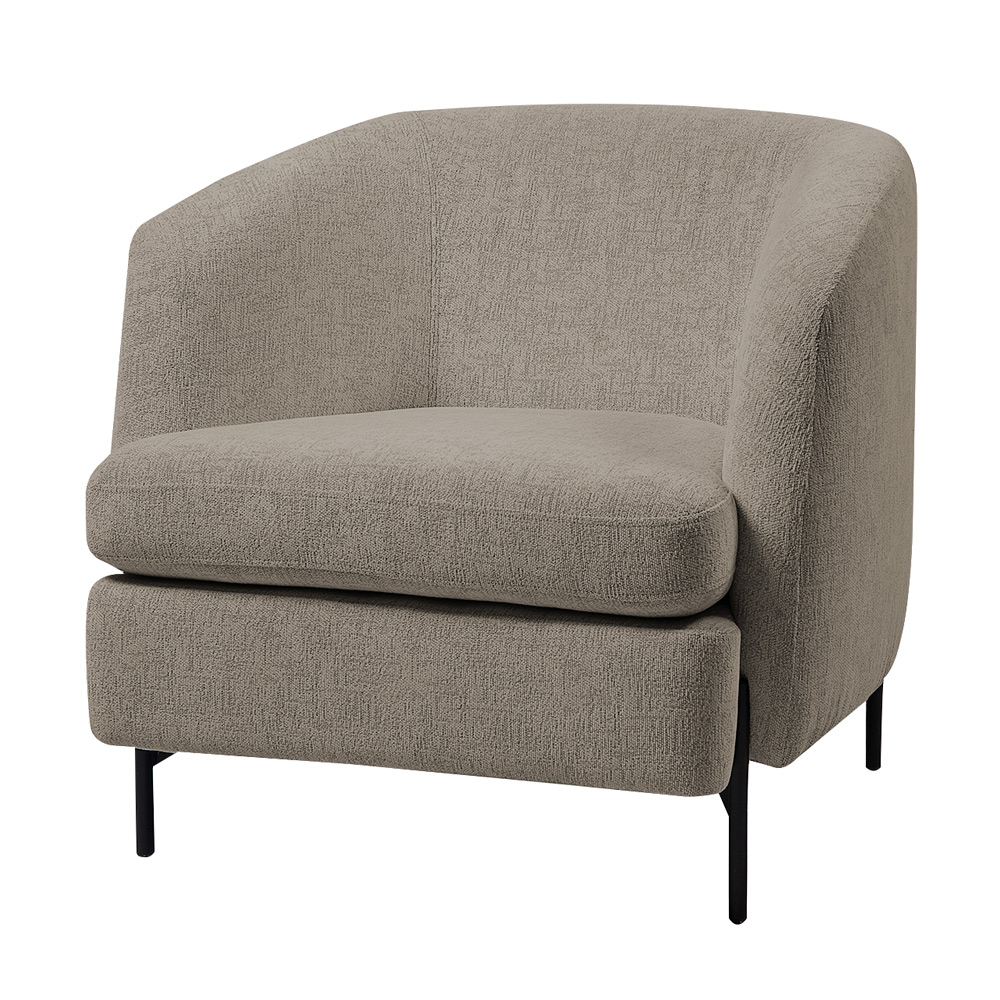 Poltrona Decorativa Salem Pés Metálicos Bouclê Rústico Castor G92 - Gran Belo