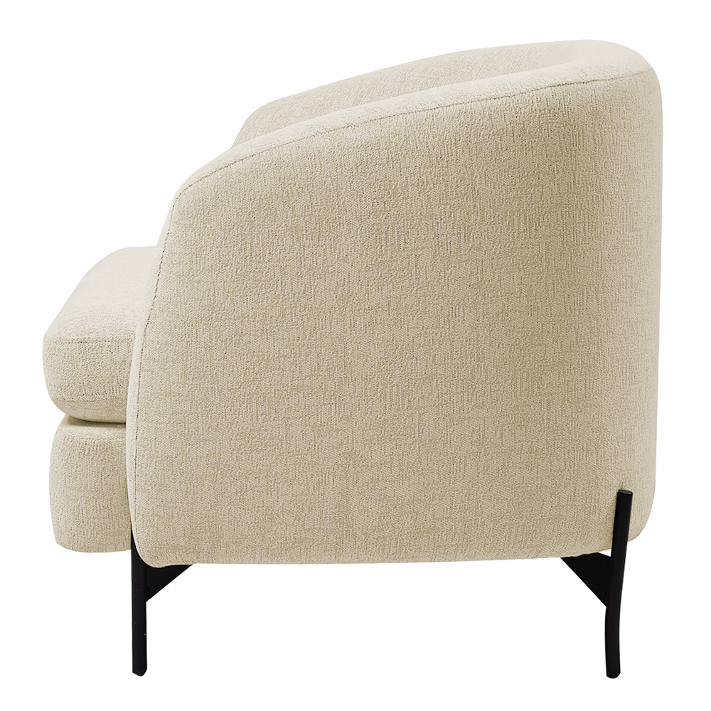 Poltrona Decorativa Salem Pés Metálicos Bouclê Rústico Off White G92 - Gran Belo