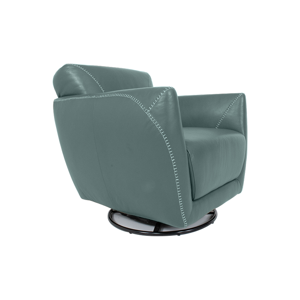 Poltrona Decorativa Valentina Sala de Estar Giratória Couro Azul Majestic G40 - Gran Belo