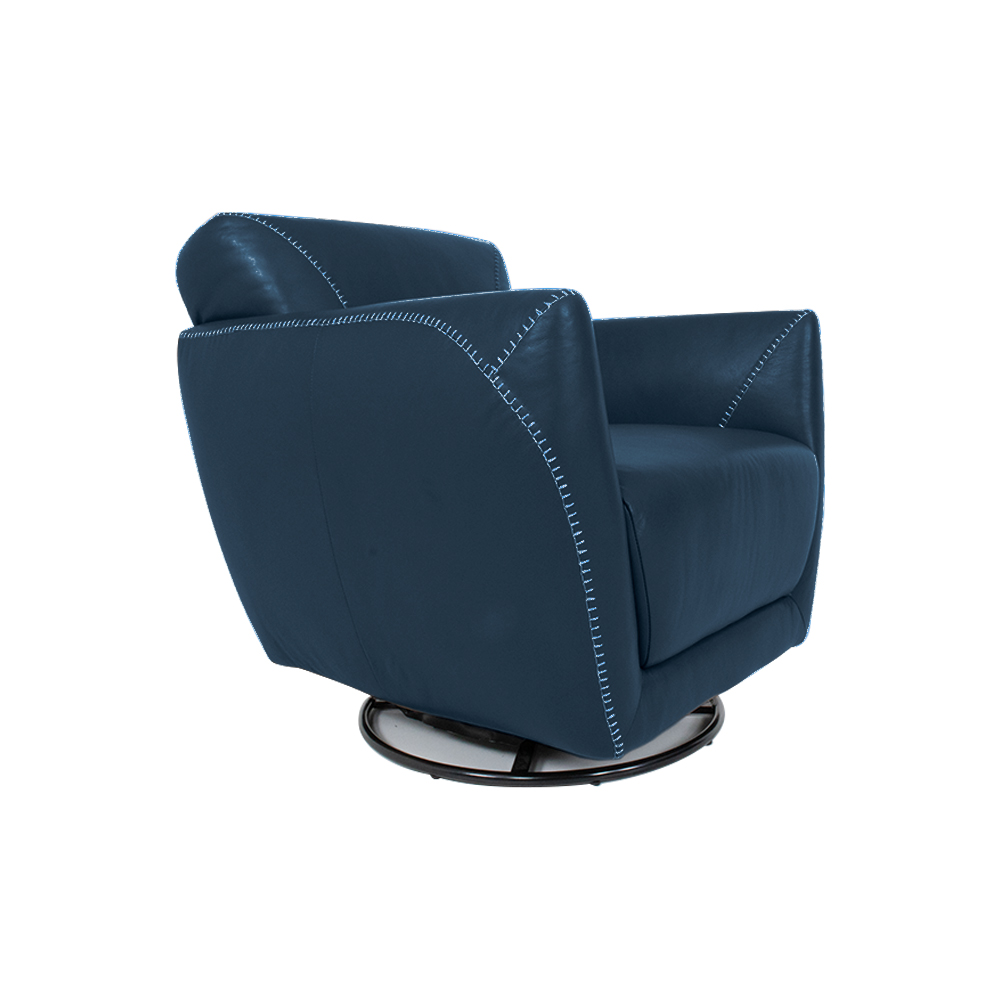 Poltrona Decorativa Valentina Sala de Estar Giratória Couro Azul Marinho Brilho G40 - Gran Belo