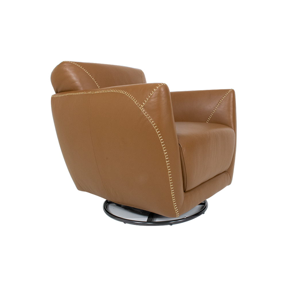 Poltrona Decorativa Valentina Sala de Estar Giratória Couro Caramelo Brilho G40 - Gran Belo