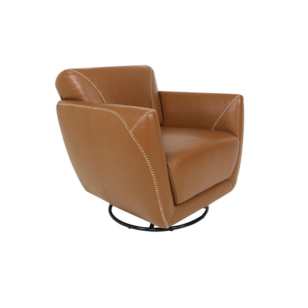 Poltrona Decorativa Valentina Sala de Estar Giratória Couro Caramelo Brilho G40 - Gran Belo