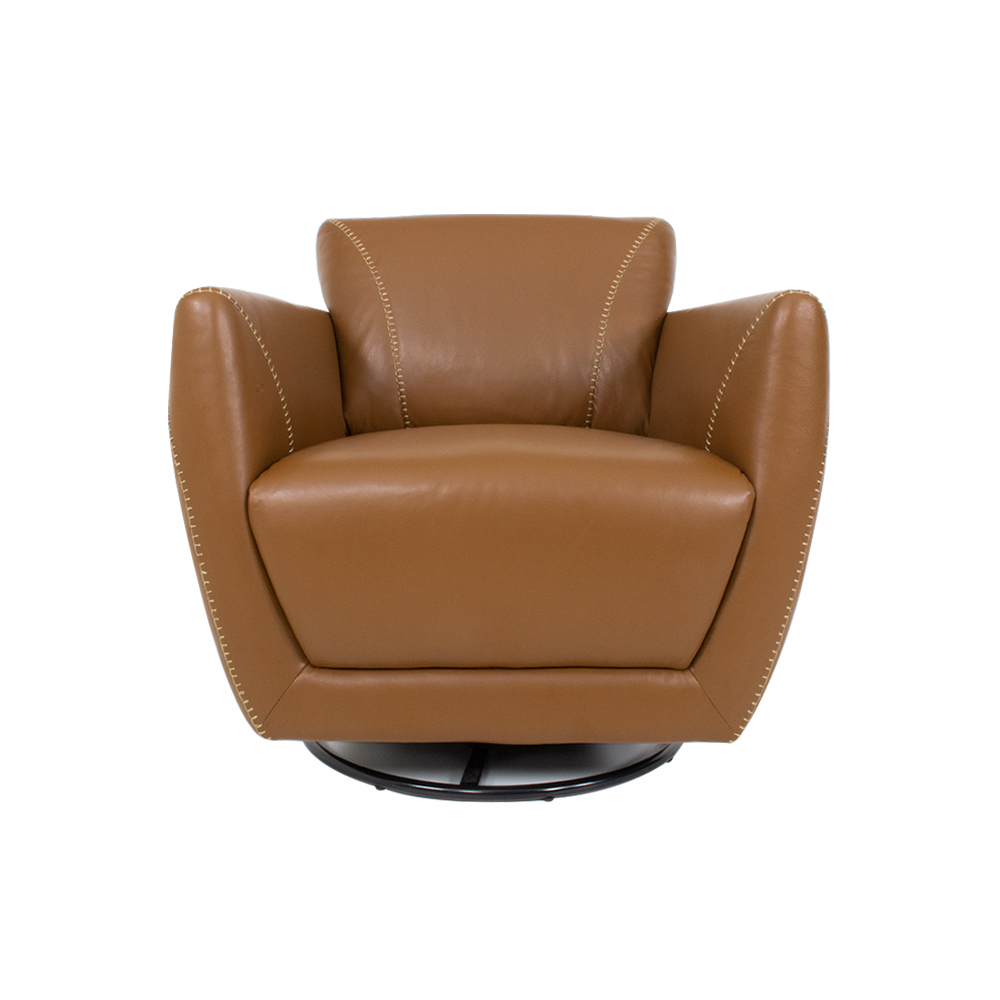 Poltrona Decorativa Valentina Sala de Estar Giratória Couro Caramelo Brilho G40 - Gran Belo