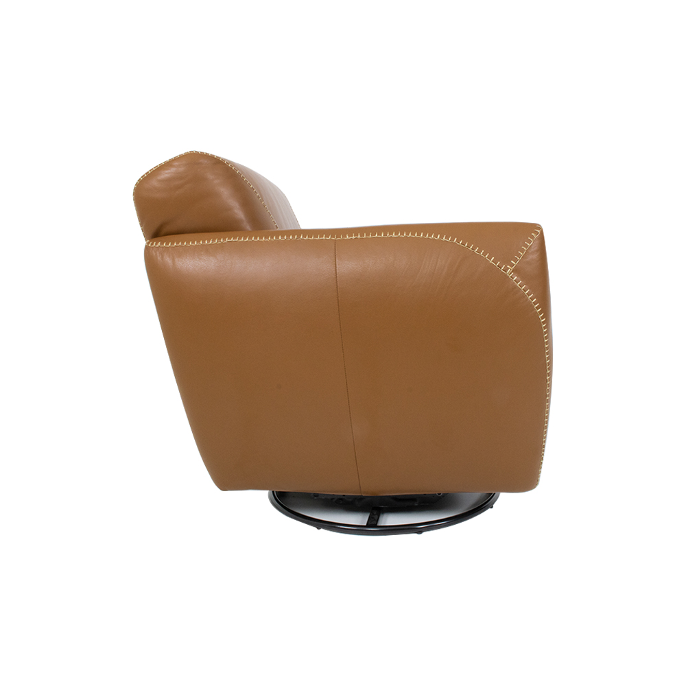 Poltrona Decorativa Valentina Sala de Estar Giratória Couro Caramelo Brilho G40 - Gran Belo