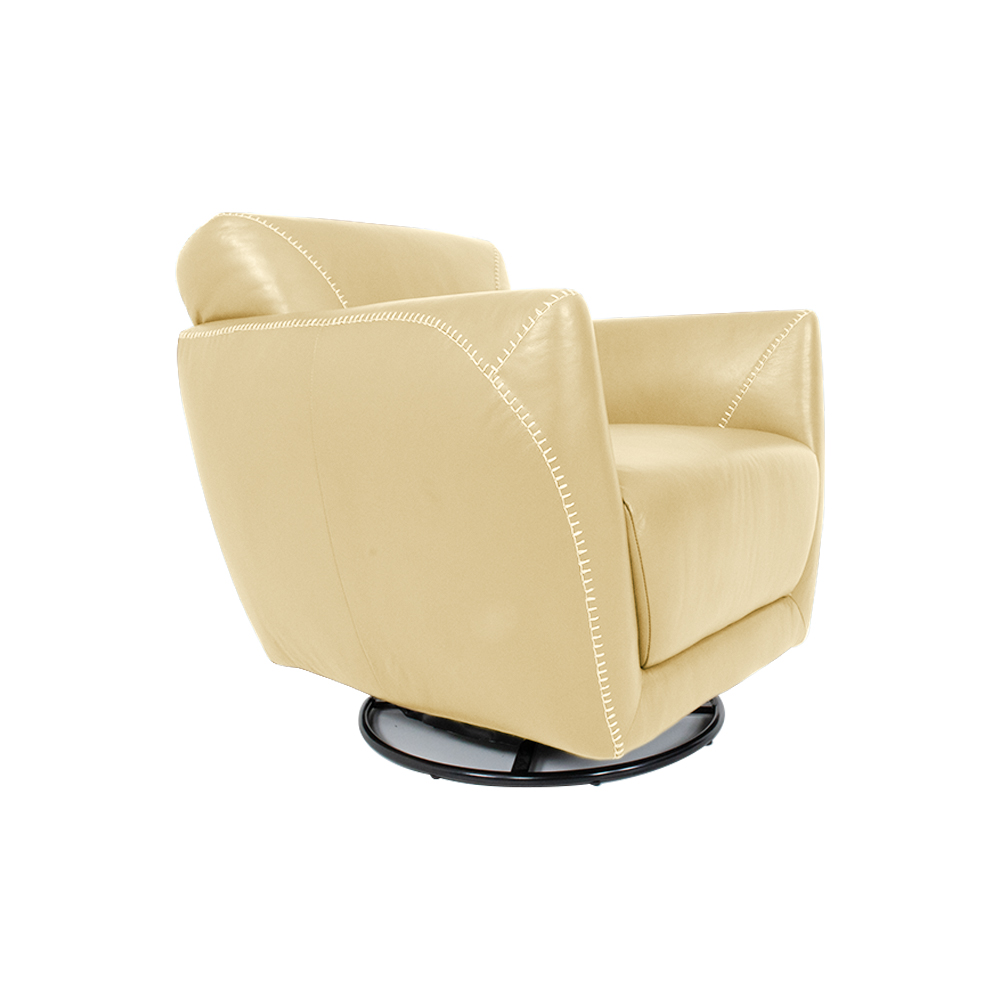 Poltrona Decorativa Valentina Sala de Estar Giratória Couro Creme G40 - Gran Belo