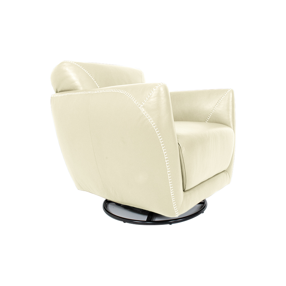 Poltrona Decorativa Valentina Sala de Estar Giratória Couro Off White G40 - Gran Belo