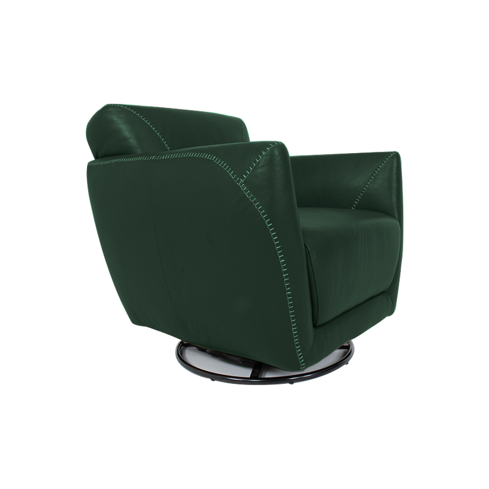 Poltrona Decorativa Valentina Sala de Estar Giratória Couro Verde Brilho G40 - Gran Belo
