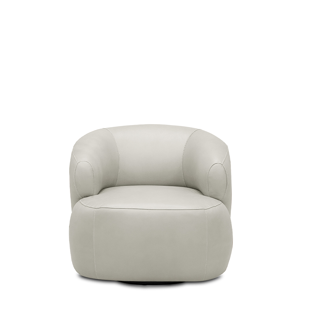 Poltrona Decorativa Verona Sala de Estar Base Giratória em Aço Couro Off White G88 - Gran Belo