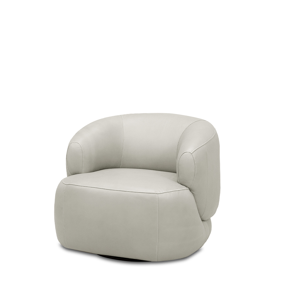 Poltrona Decorativa Verona Sala de Estar Base Giratória em Aço Couro Off White G88 - Gran Belo