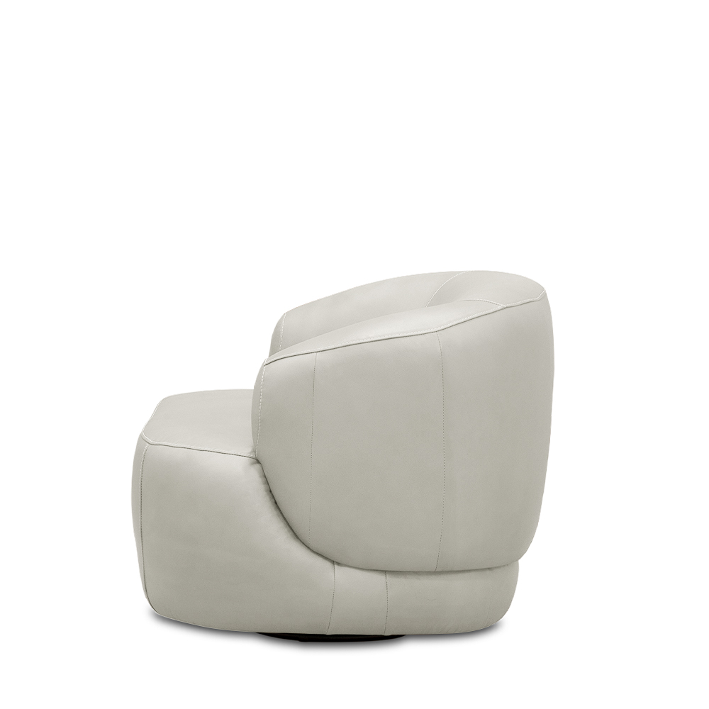Poltrona Decorativa Verona Sala de Estar Base Giratória em Aço Couro Off White G88 - Gran Belo