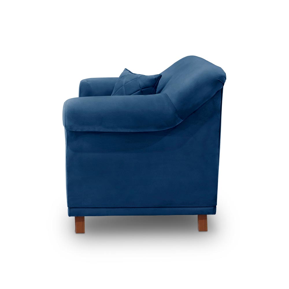 Poltrona Decorativa com 1 Almofada Armstrong Suede Azul Marinho G63 - Gran Belo