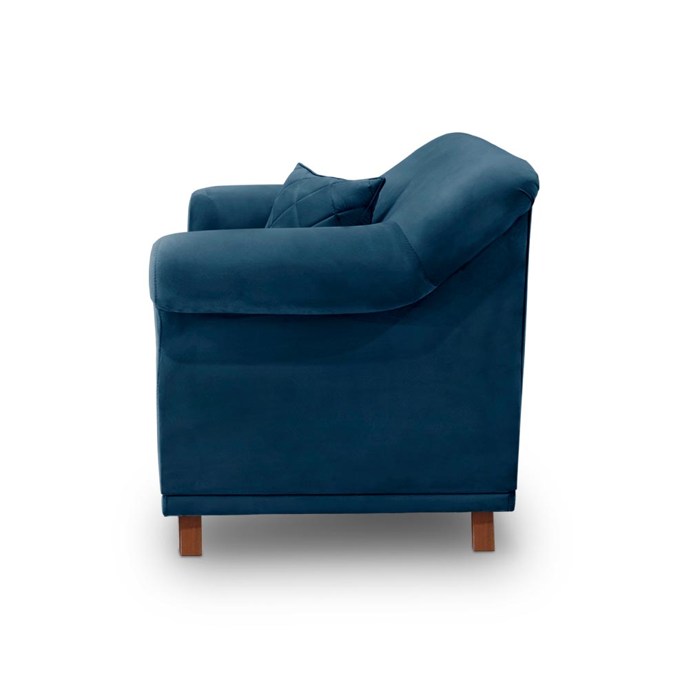 Poltrona Decorativa com 1 Almofada Armstrong Veludo Azul Marinho G63 - Gran Belo