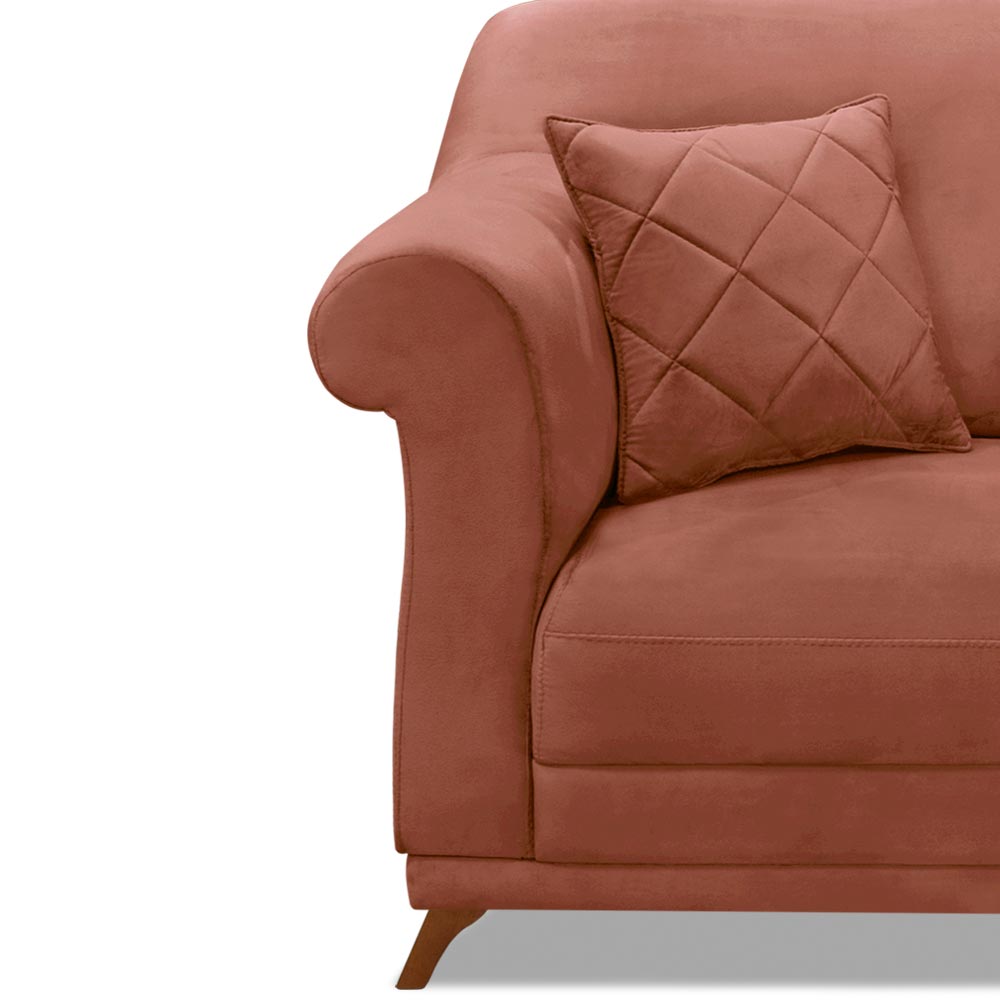 Poltrona Decorativa com 1 Almofada Armstrong Veludo Cobre G63 - Gran Belo