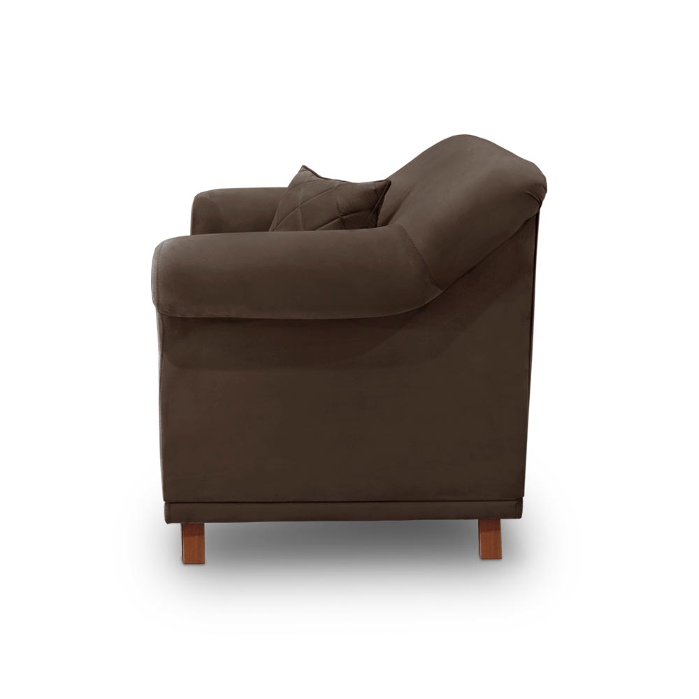 Poltrona Decorativa com 1 Almofada Armstrong Veludo Marrom G63 - Gran Belo