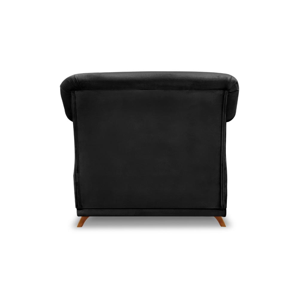 Poltrona Decorativa com 1 Almofada Armstrong Veludo Preto G63 - Gran Belo