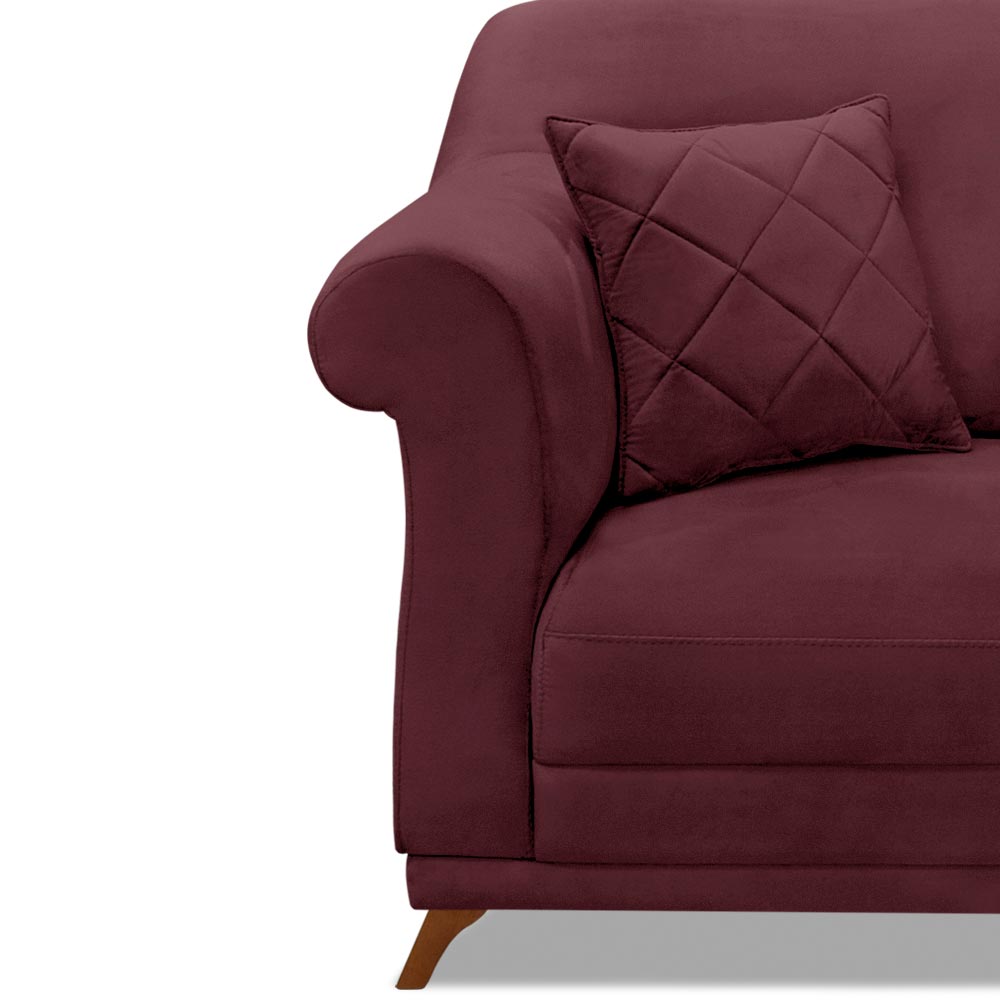 Poltrona Decorativa com 1 Almofada Armstrong Veludo Vinho G63 - Gran Belo