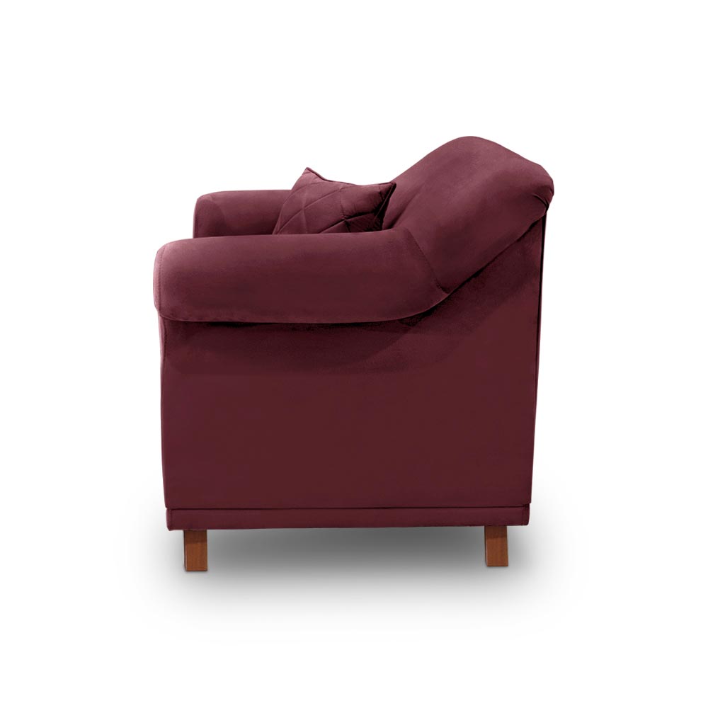 Poltrona Decorativa com 1 Almofada Armstrong Veludo Vinho G63 - Gran Belo