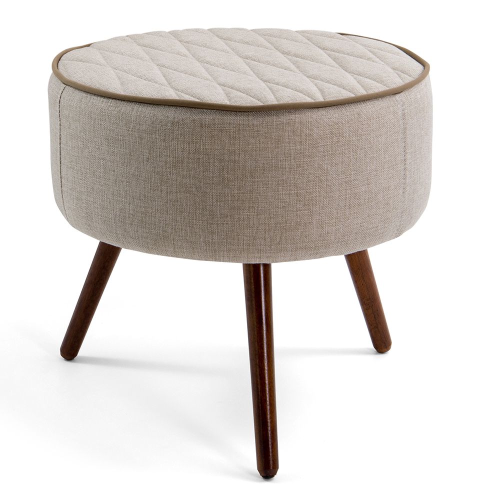 Poltrona Decorativa com Puff Sala de Estar Pés Palito Sacha Tressê Rústico - Gran Belo