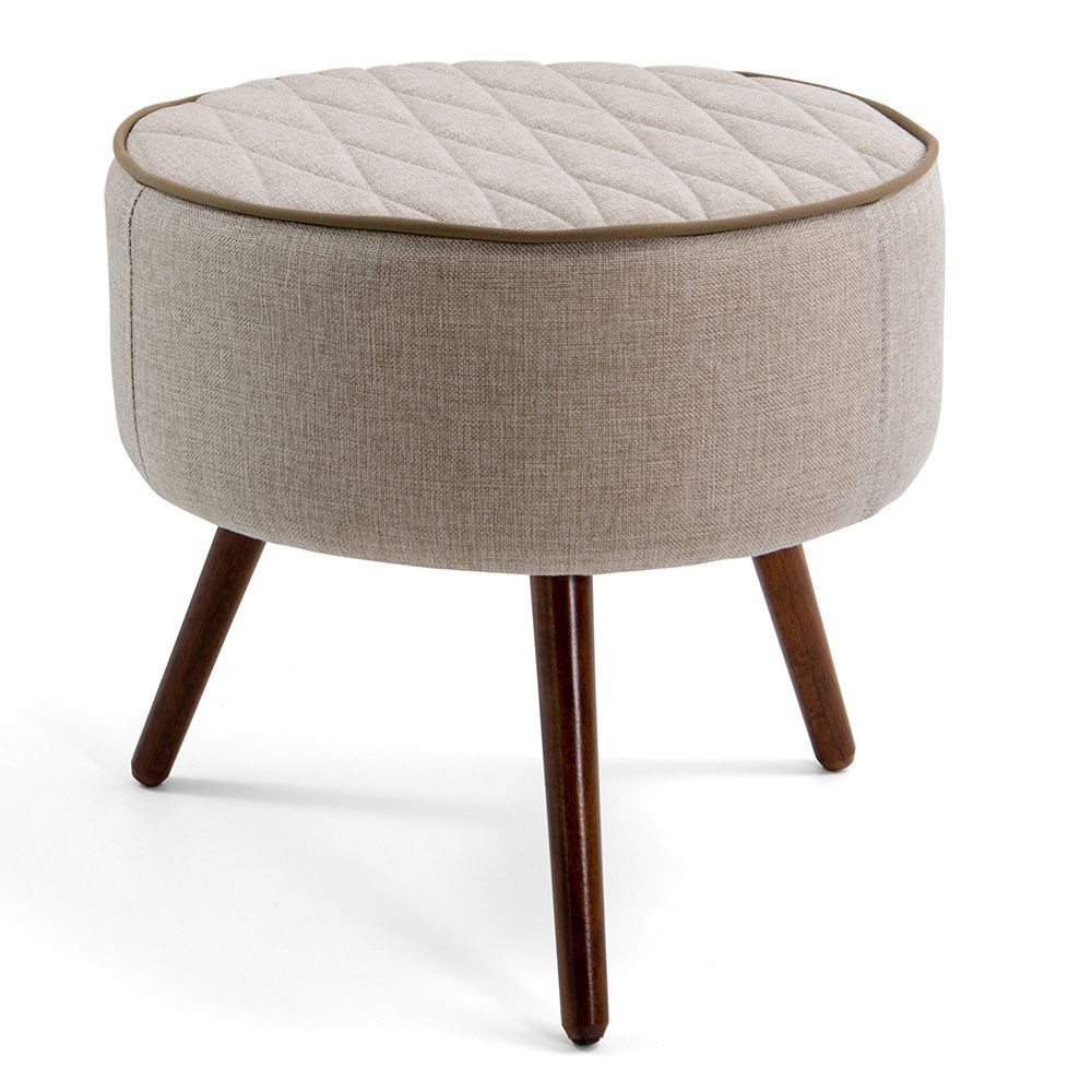 Poltrona Decorativa com Puff Sala de Estar Pés Palito Sacha Tressê Rústico G15 - Gran Belo