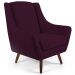 Poltrona Decorativa com Puff Sala de Estar Pés de Madeira Naomi Veludo Roxo Grape G15 - Gran Belo