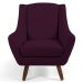 Poltrona Decorativa com Puff Sala de Estar Pés de Madeira Naomi Veludo Roxo Grape G15 - Gran Belo