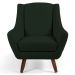 Poltrona Decorativa com Puff Sala de Estar Pés de Madeira Naomi Veludo Verde Musgo G15 - Gran Belo