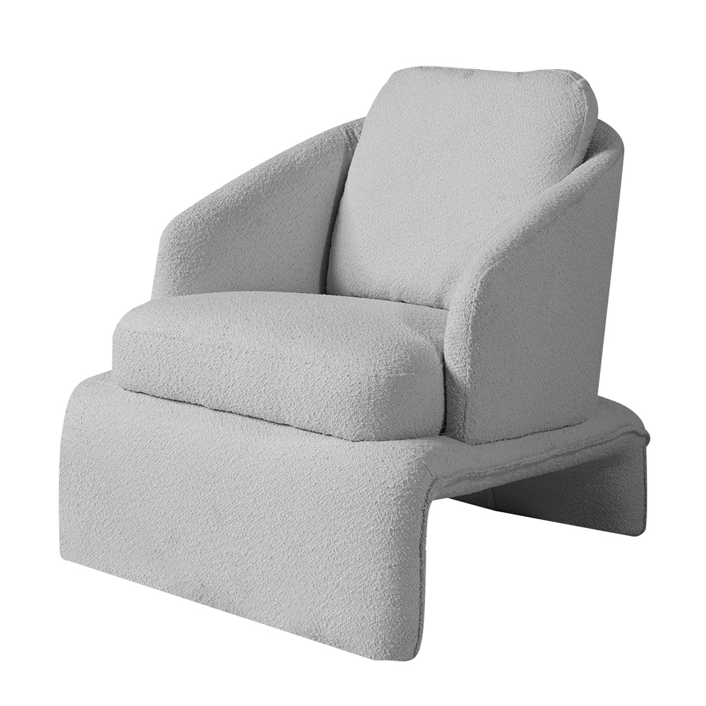 Poltrona Design  Califa Encosto Almofadado Bouclê Cinza G92 - Gran Belo