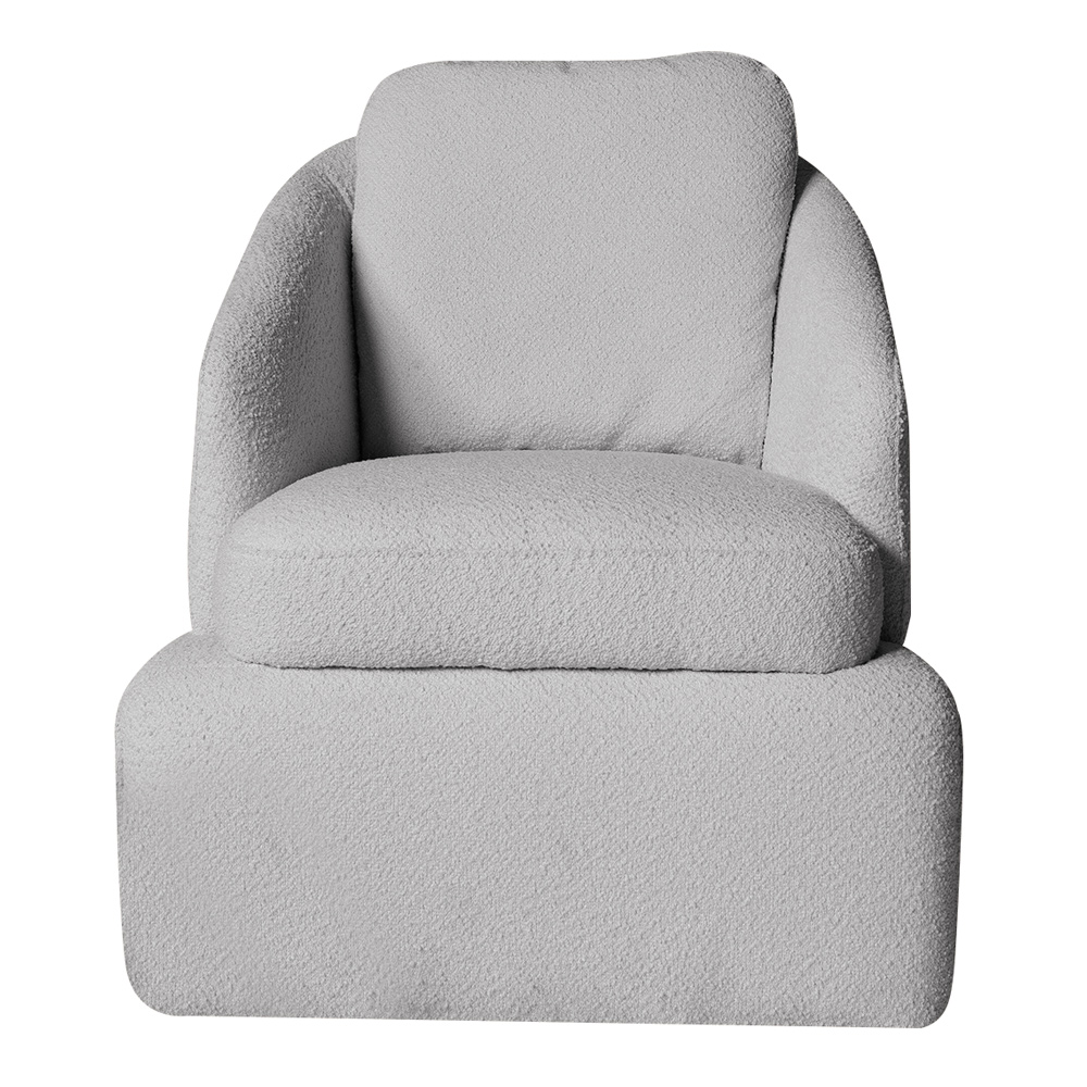 Poltrona Design  Califa Encosto Almofadado Bouclê Cinza G92 - Gran Belo